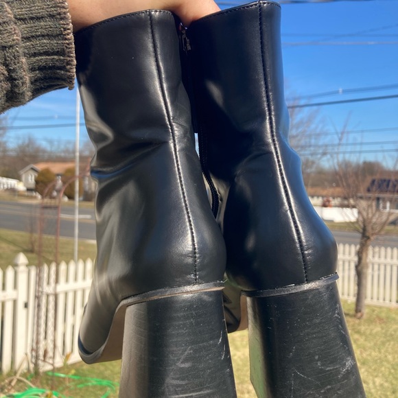 COPY - Alohas Vegan Leather Square Toe Block Heel Boots Black Size 8 US M/ 41 EU - Picture 6 of 8